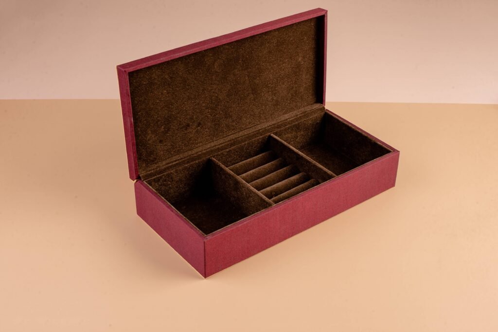 Lillian Eco-Friendly Packaging – Custom red jewelry box with velvet by manufacturer
