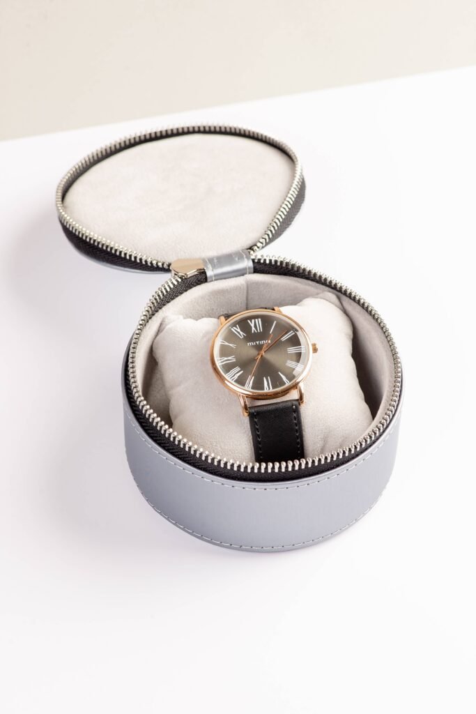 Madeline Ludovica - Custom Gray Luxury Watch Box with velvet and fabric made by manufacturer