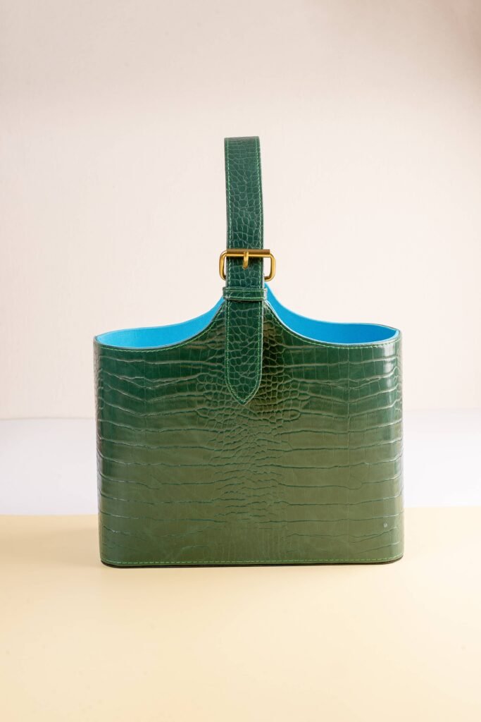 Enzo Fashion – Green customized bag with leather by manufacturer