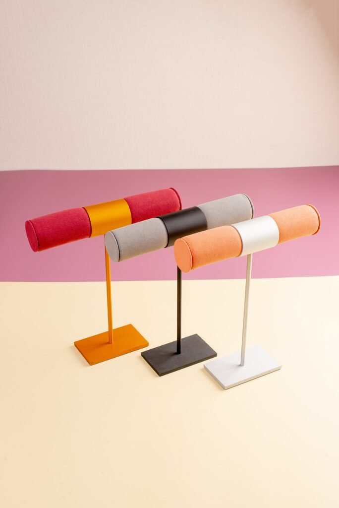 Gaia - Custom jewelry display with steel, sponge, and velvet made by wholesale supplier