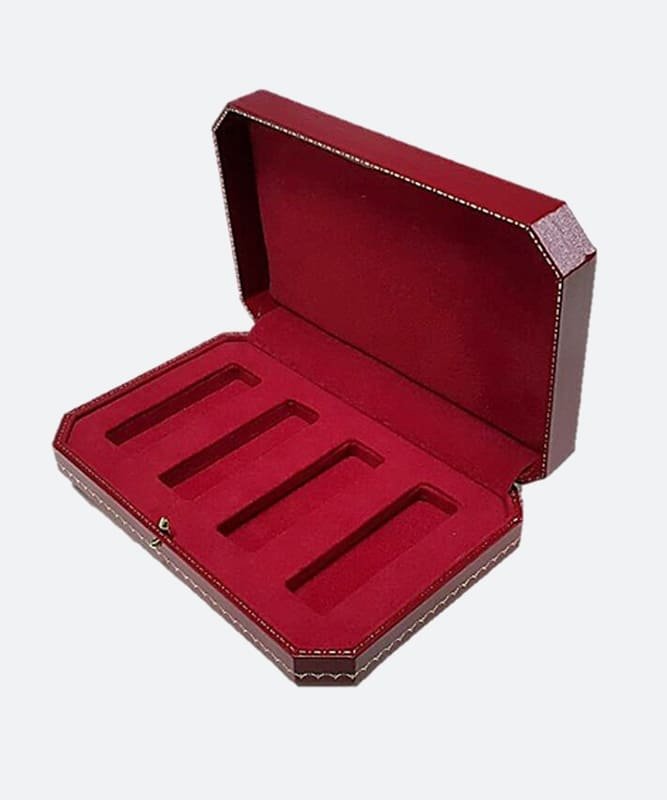 Gino Gold – Custom red gold packaging with paper and velvet by manufacturer