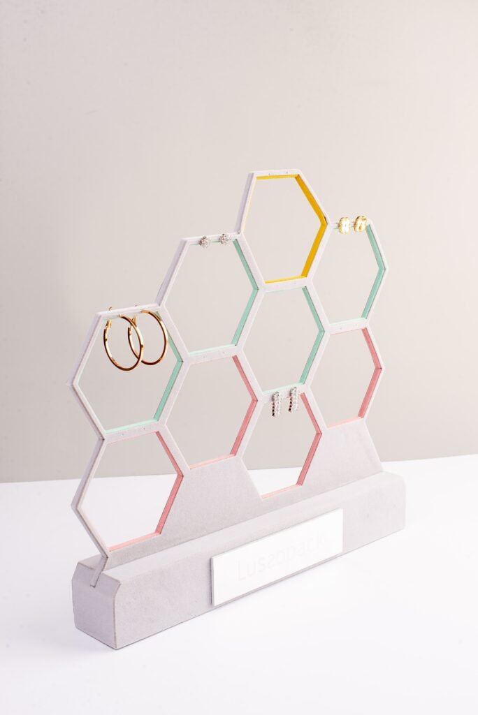 Inaya - Custom jewelry display with stainless and fabric made by wholesale supplier