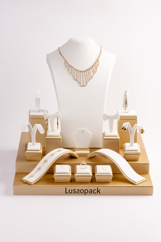Silvia - Custom jewelry display with leather and velvet made by wholesale supplier